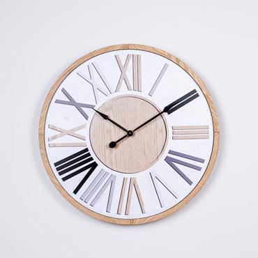 ESTHETI home Ρολόι Τοίχου MDF Αντικέ Λευκό/Φυσικό/Μαύρο Φ50x4.5cm 753-13023